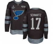 Men's St. Louis Blues #17 Jaden Schwartz Authentic Black 1917-2017 100th Anniversary 2019 Stanley Cup Champions Hockey Jersey
