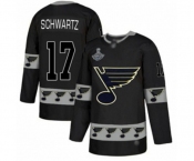 Men's St. Louis Blues #17 Jaden Schwartz Authentic Black Team Logo Fashion 2019 Stanley Cup Champions Hockey Jersey