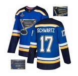 Men's St. Louis Blues #17 Jaden Schwartz Authentic Royal Blue Fashion Gold 2019 Stanley Cup Champions Hockey Jersey