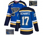 Men's St. Louis Blues #17 Jaden Schwartz Authentic Royal Blue Fashion Gold 2019 Stanley Cup Champions Hockey Jersey
