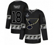 Men's St. Louis Blues #18 Tony Twist Authentic Black Team Logo Fashion 2019 Stanley Cup Champions Hockey Jersey