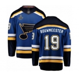 Men's St. Louis Blues #19 Jay Bouwmeester Fanatics Branded Royal Blue Home Breakaway 2019 Stanley Cup Champions Hockey Jersey