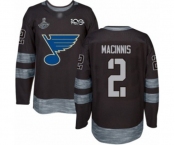 Men's St. Louis Blues #2 Al Macinnis Authentic Black 1917-2017 100th Anniversary 2019 Stanley Cup Champions Hockey Jersey