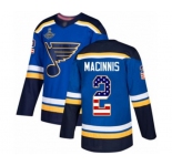 Men's St. Louis Blues #2 Al Macinnis Authentic Blue USA Flag Fashion 2019 Stanley Cup Champions Hockey Jersey