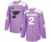 Men's St. Louis Blues #2 Al Macinnis Authentic Purple Fights Cancer Practice 2019 Stanley Cup Champions Hockey Jersey