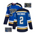 Men's St. Louis Blues #2 Al Macinnis Authentic Royal Blue Fashion Gold 2019 Stanley Cup Champions Hockey Jersey