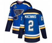 Men's St. Louis Blues #2 Al Macinnis Authentic Royal Blue Home 2019 Stanley Cup Champions Hockey Jersey