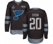 Men's St. Louis Blues #20 Alexander Steen Authentic Black 1917-2017 100th Anniversary 2019 Stanley Cup Champions Hockey Jersey