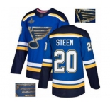Men's St. Louis Blues #20 Alexander Steen Authentic Royal Blue Fashion Gold 2019 Stanley Cup Champions Hockey Jersey