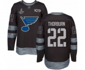 Men's St. Louis Blues #22 Chris Thorburn Authentic Black 1917-2017 100th Anniversary 2019 Stanley Cup Champions Hockey Jersey