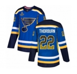 Men's St. Louis Blues #22 Chris Thorburn Authentic Blue Drift Fashion 2019 Stanley Cup Champions Hockey Jersey
