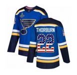 Men's St. Louis Blues #22 Chris Thorburn Authentic Blue USA Flag Fashion 2019 Stanley Cup Champions Hockey Jersey