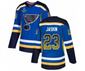 Men's St. Louis Blues #23 Dmitrij Jaskin Authentic Blue Drift Fashion 2019 Stanley Cup Champions Hockey Jersey