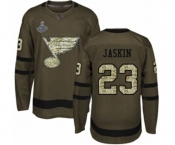Men's St. Louis Blues #23 Dmitrij Jaskin Authentic Green Salute to Service 2019 Stanley Cup Champions Hockey Jersey