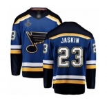 Men's St. Louis Blues #23 Dmitrij Jaskin Fanatics Branded Royal Blue Home Breakaway 2019 Stanley Cup Champions Hockey Jersey