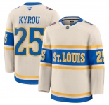 Men's St. Louis Blues #25 Jordan Kyrou Cream 2024-25 Winter Classic Stitched Hockey Jersey