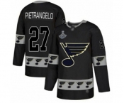Men's St. Louis Blues #27 Alex Pietrangelo Authentic Black Team Logo Fashion 2019 Stanley Cup Champions Hockey Jersey