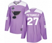 Men's St. Louis Blues #27 Alex Pietrangelo Authentic Purple Fights Cancer Practice 2019 Stanley Cup Champions Hockey Jersey