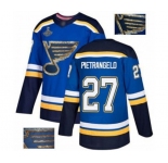 Men's St. Louis Blues #27 Alex Pietrangelo Authentic Royal Blue Fashion Gold 2019 Stanley Cup Champions Hockey Jersey