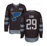 Men's St. Louis Blues #29 Vince Dunn Authentic Black 1917-2017 100th Anniversary 2019 Stanley Cup Champions Hockey Jersey