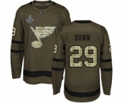 Men's St. Louis Blues #29 Vince Dunn Authentic Green Salute to Service 2019 Stanley Cup Champions Hockey Jersey