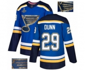 Men's St. Louis Blues #29 Vince Dunn Authentic Royal Blue Fashion Gold 2019 Stanley Cup Champions Hockey Jersey