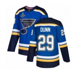 Men's St. Louis Blues #29 Vince Dunn Authentic Royal Blue Home 2019 Stanley Cup Champions Hockey Jersey