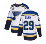 Men's St. Louis Blues #29 Vince Dunn Authentic White Away 2019 Stanley Cup Champions Hockey Jersey