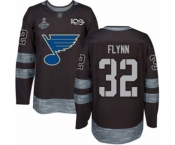 Men's St. Louis Blues #32 Brian Flynn Authentic Black 1917-2017 100th Anniversary 2019 Stanley Cup Champions Hockey Jersey