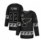 Men's St. Louis Blues #32 Brian Flynn Authentic Black Team Logo Fashion 2019 Stanley Cup Champions Hockey Jersey
