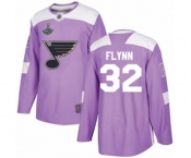Men's St. Louis Blues #32 Brian Flynn Authentic Purple Fights Cancer Practice 2019 Stanley Cup Champions Hockey Jersey