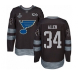 Men's St. Louis Blues #34 Jake Allen Authentic Black 1917-2017 100th Anniversary 2019 Stanley Cup Champions Hockey Jersey