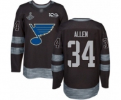 Men's St. Louis Blues #34 Jake Allen Authentic Black 1917-2017 100th Anniversary 2019 Stanley Cup Champions Hockey Jersey