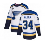 Men's St. Louis Blues #34 Jake Allen Authentic White Away 2019 Stanley Cup Champions Hockey Jersey