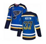 Men's St. Louis Blues #37 Klim Kostin Authentic Blue Drift Fashion 2019 Stanley Cup Champions Hockey Jersey