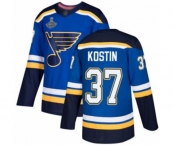Men's St. Louis Blues #37 Klim Kostin Authentic Royal Blue Home 2019 Stanley Cup Champions Hockey Jersey