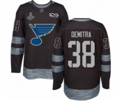 Men's St. Louis Blues #38 Pavol Demitra Authentic Black 1917-2017 100th Anniversary 2019 Stanley Cup Champions Hockey Jersey