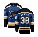 Men's St. Louis Blues #38 Pavol Demitra Fanatics Branded Royal Blue Home Breakaway 2019 Stanley Cup Champions Hockey Jersey
