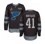 Men's St. Louis Blues #41 Robert Bortuzzo Authentic Black 1917-2017 100th Anniversary 2019 Stanley Cup Champions Hockey Jersey