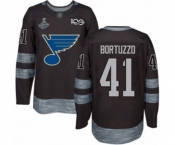 Men's St. Louis Blues #41 Robert Bortuzzo Authentic Black 1917-2017 100th Anniversary 2019 Stanley Cup Champions Hockey Jersey