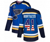 Men's St. Louis Blues #41 Robert Bortuzzo Authentic Blue USA Flag Fashion 2019 Stanley Cup Champions Hockey Jersey