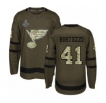 Men's St. Louis Blues #41 Robert Bortuzzo Authentic Green Salute to Service 2019 Stanley Cup Champions Hockey Jersey