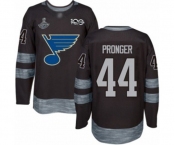 Men's St. Louis Blues #44 Chris Pronger Authentic Black 1917-2017 100th Anniversary 2019 Stanley Cup Champions Hockey Jersey
