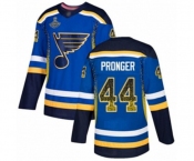 Men's St. Louis Blues #44 Chris Pronger Authentic Blue Drift Fashion 2019 Stanley Cup Champions Hockey Jersey