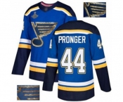 Men's St. Louis Blues #44 Chris Pronger Authentic Royal Blue Fashion Gold 2019 Stanley Cup Champions Hockey Jersey