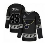 Men's St. Louis Blues #45 Luke Opilka Authentic Black Team Logo Fashion 2019 Stanley Cup Champions Hockey Jersey