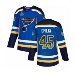 Men's St. Louis Blues #45 Luke Opilka Authentic Blue Drift Fashion 2019 Stanley Cup Champions Hockey Jersey