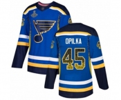 Men's St. Louis Blues #45 Luke Opilka Authentic Blue Drift Fashion 2019 Stanley Cup Champions Hockey Jersey
