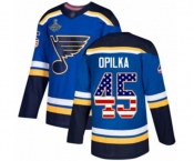 Men's St. Louis Blues #45 Luke Opilka Authentic Blue USA Flag Fashion 2019 Stanley Cup Champions Hockey Jersey