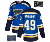 Men's St. Louis Blues #49 Ivan Barbashev Authentic Royal Blue Fashion Gold 2019 Stanley Cup Champions Hockey Jersey